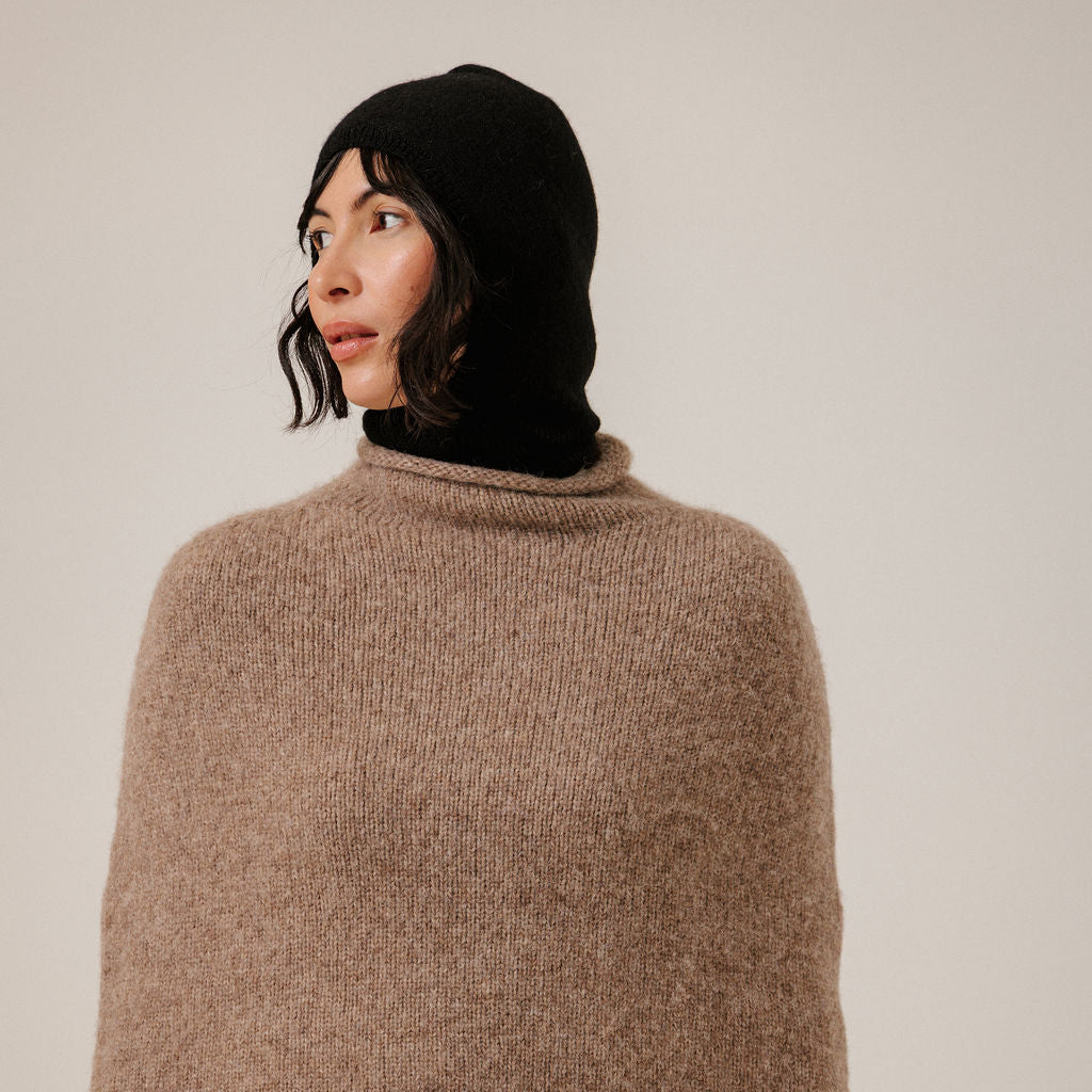Bare Knitwear Trunk Show Woman Baby Alpaca Balaclava Classic Black