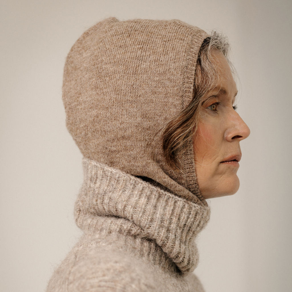 Bare Knitwear Woman Baby Alpaca Balaclava Dark Fawn Brown