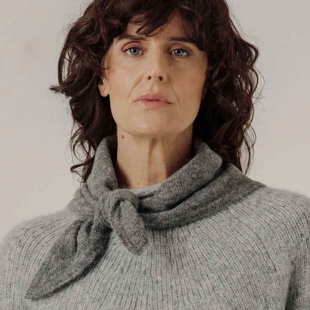 Bare Knitwear Woman Alpaca Bandana Grey Melange