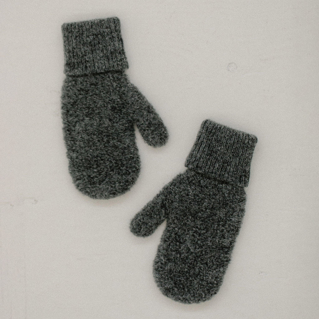 Bare Knitwear Woman Alpaca Boucle Mittens Stone Grey