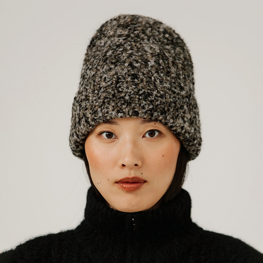 Bare Knitwear Woman Colette Boucle Beanie Melange Brown