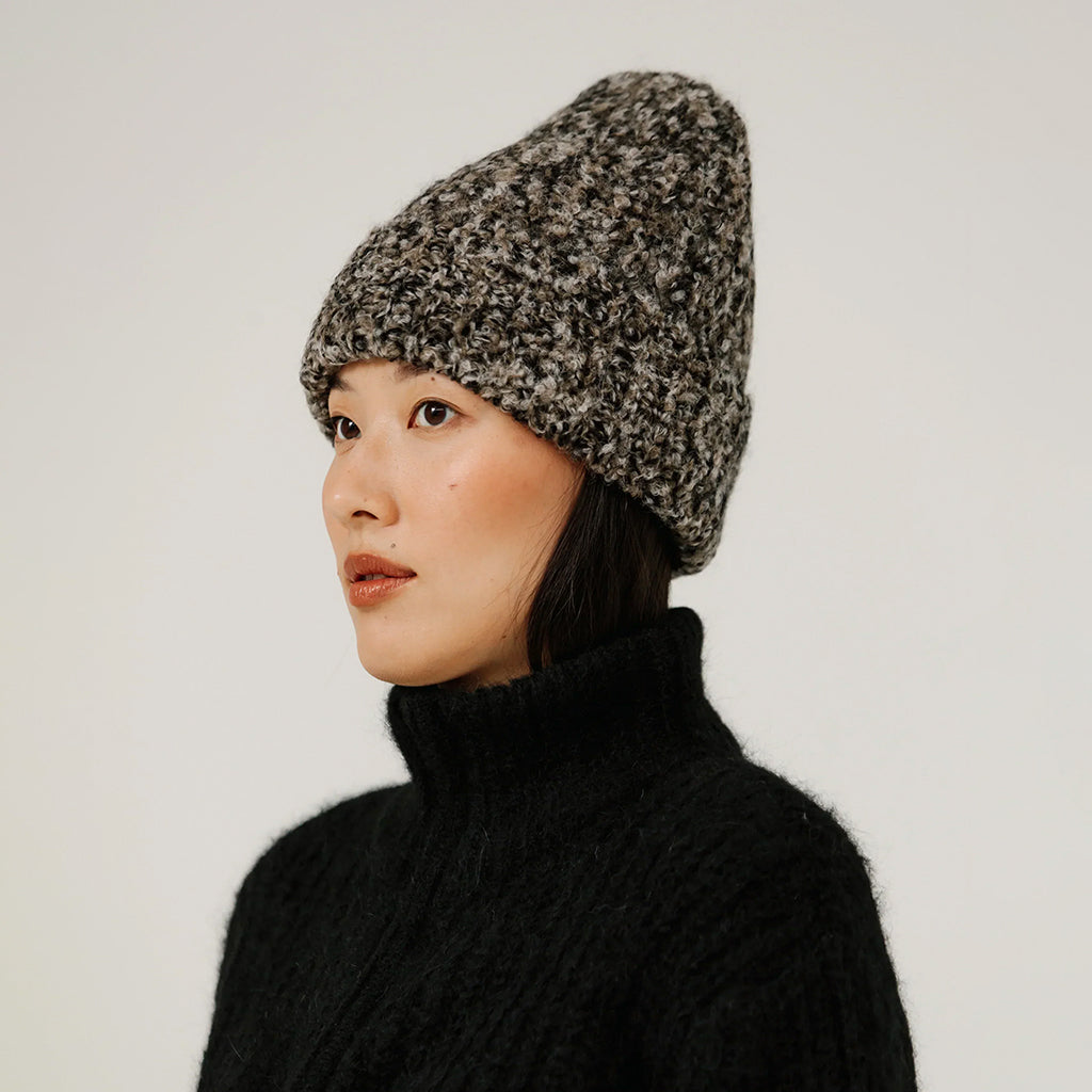 Bare Knitwear Woman Colette Boucle Beanie Melange Brown