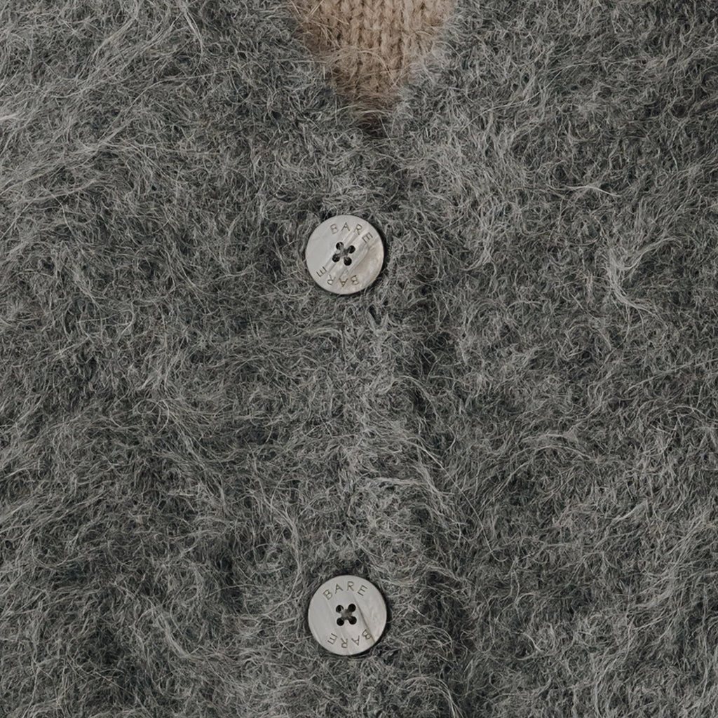 Bare Knitwear Woman Suri Alpaca Cardigan Stone Grey