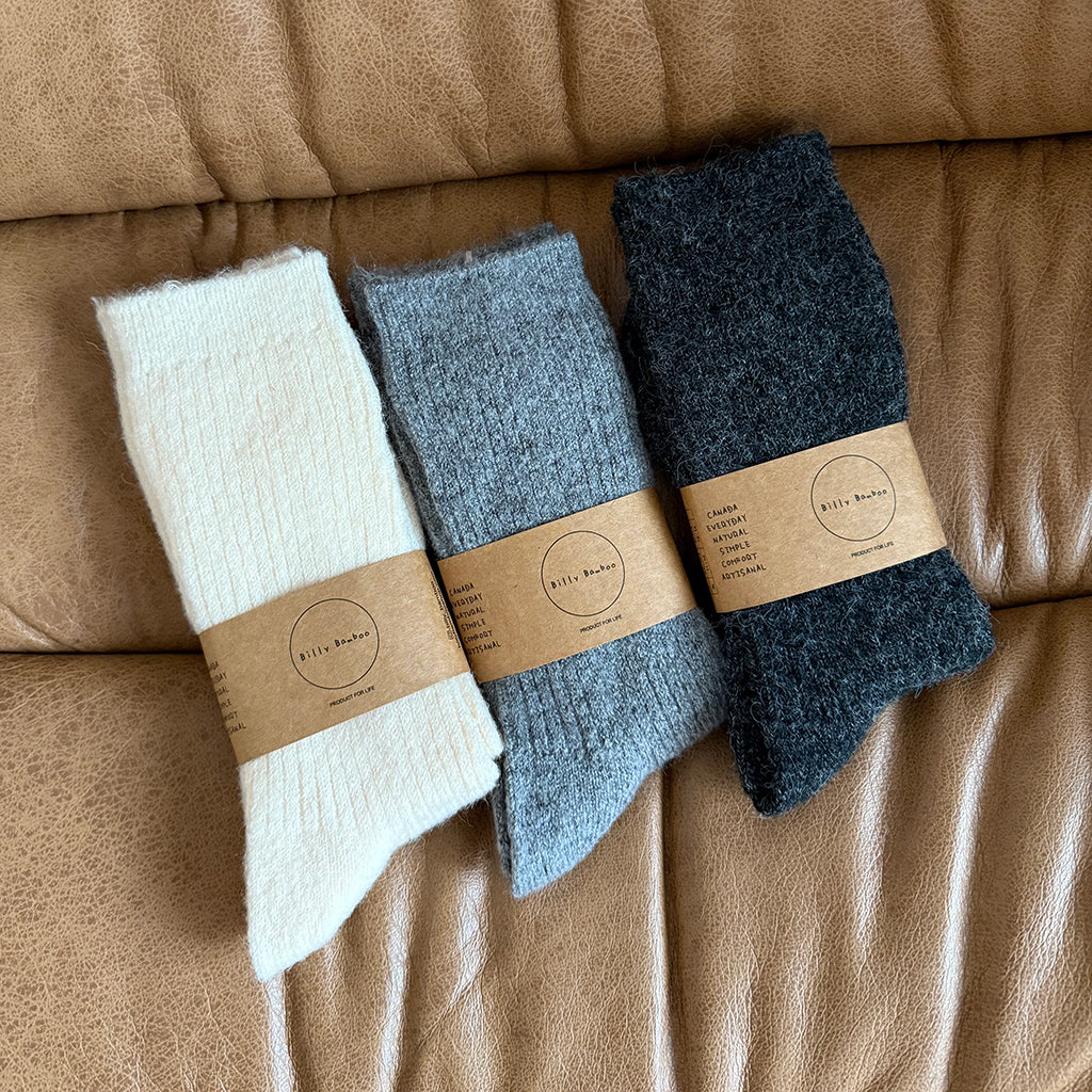 Billy Bamboo Woman Alpaca Cabin Socks Off White