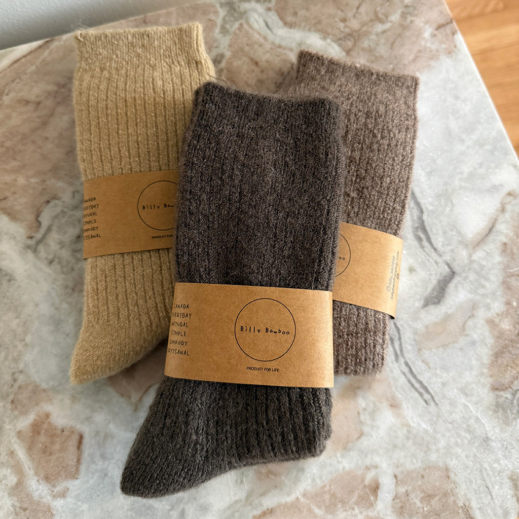Billy Bamboo Woman Alpaca Cabin Socks Black Coffee Brown