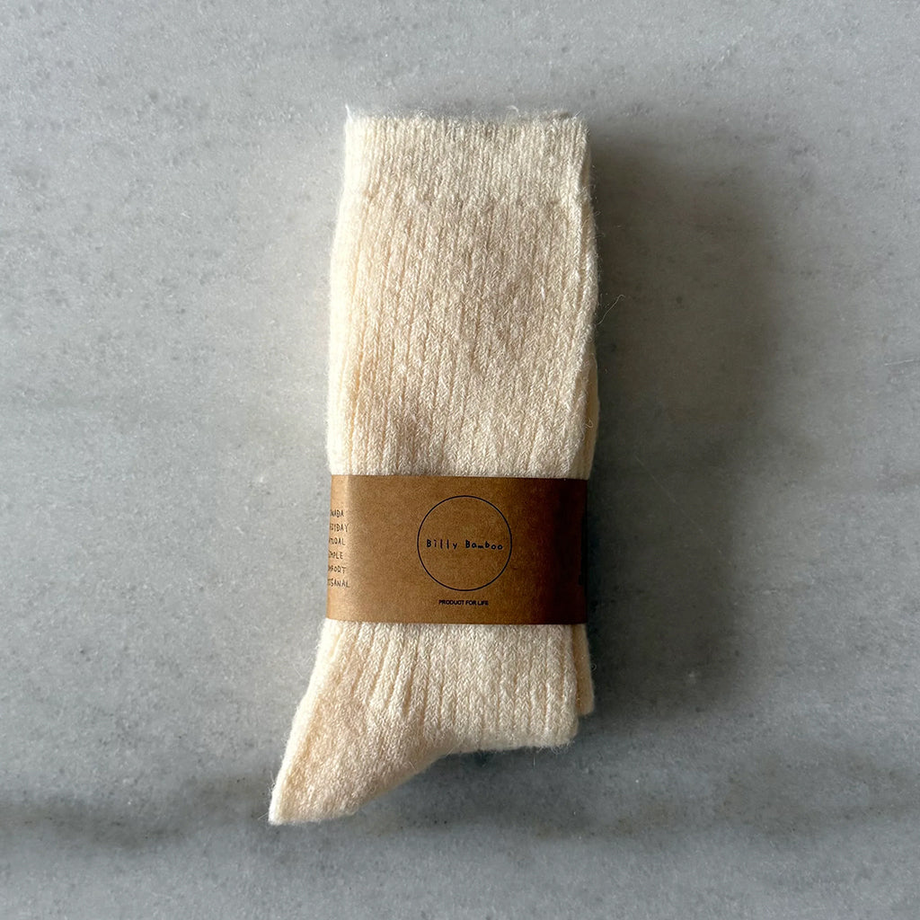 Billy Bamboo Woman Alpaca Cabin Socks Off White