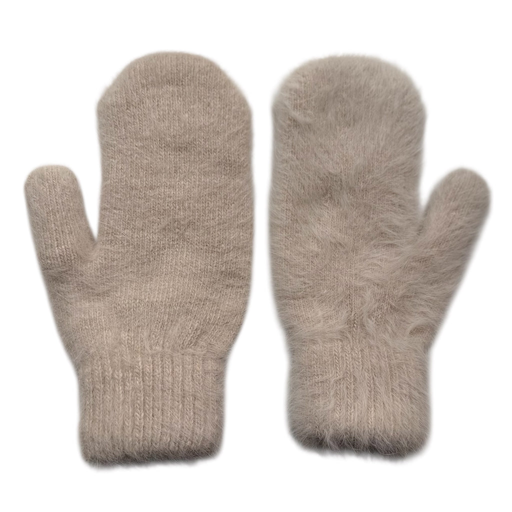 Billy Bamboo Woman Fluffy Angora Mittens Neutral Oat