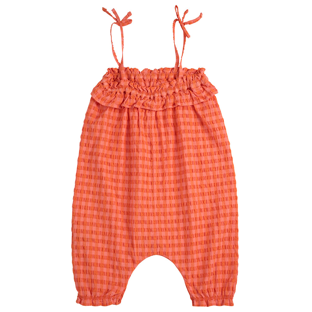 Bobo Choses Baby Vichy Jumpsuit Coral Pink