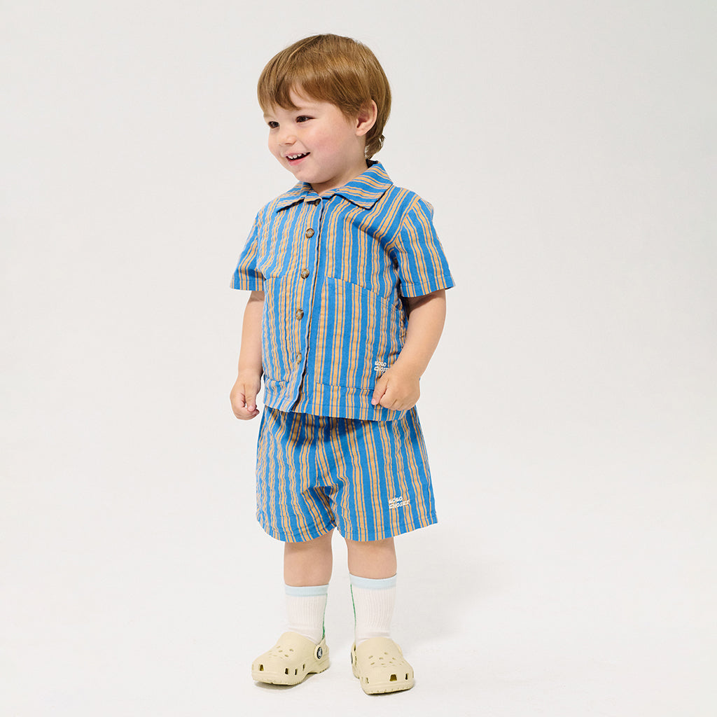Bobo Choses Baby Shirt New Hairline Stripes Blue