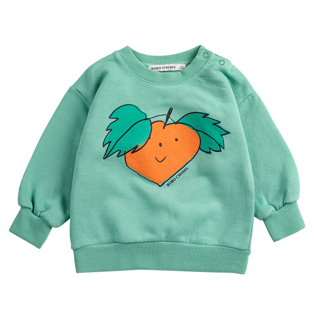 Bobo Choses Baby Sweatshirt Tangerine Print Green