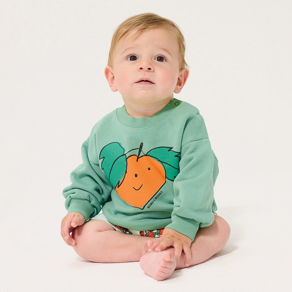 Bobo Choses Baby Sweatshirt Tangerine Print Green