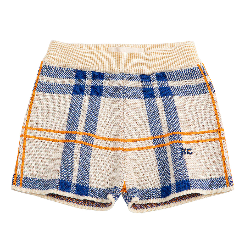 Bobo Choses Baby Knit Shorts Fun Tartan Print Multicolour