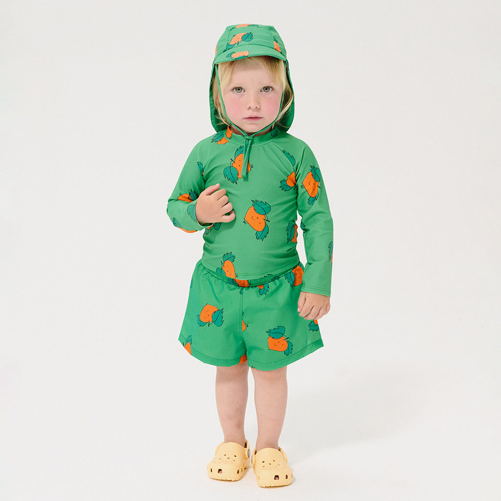 Bobo Choses Baby Swim Shirt All Over Tangerine Print Green