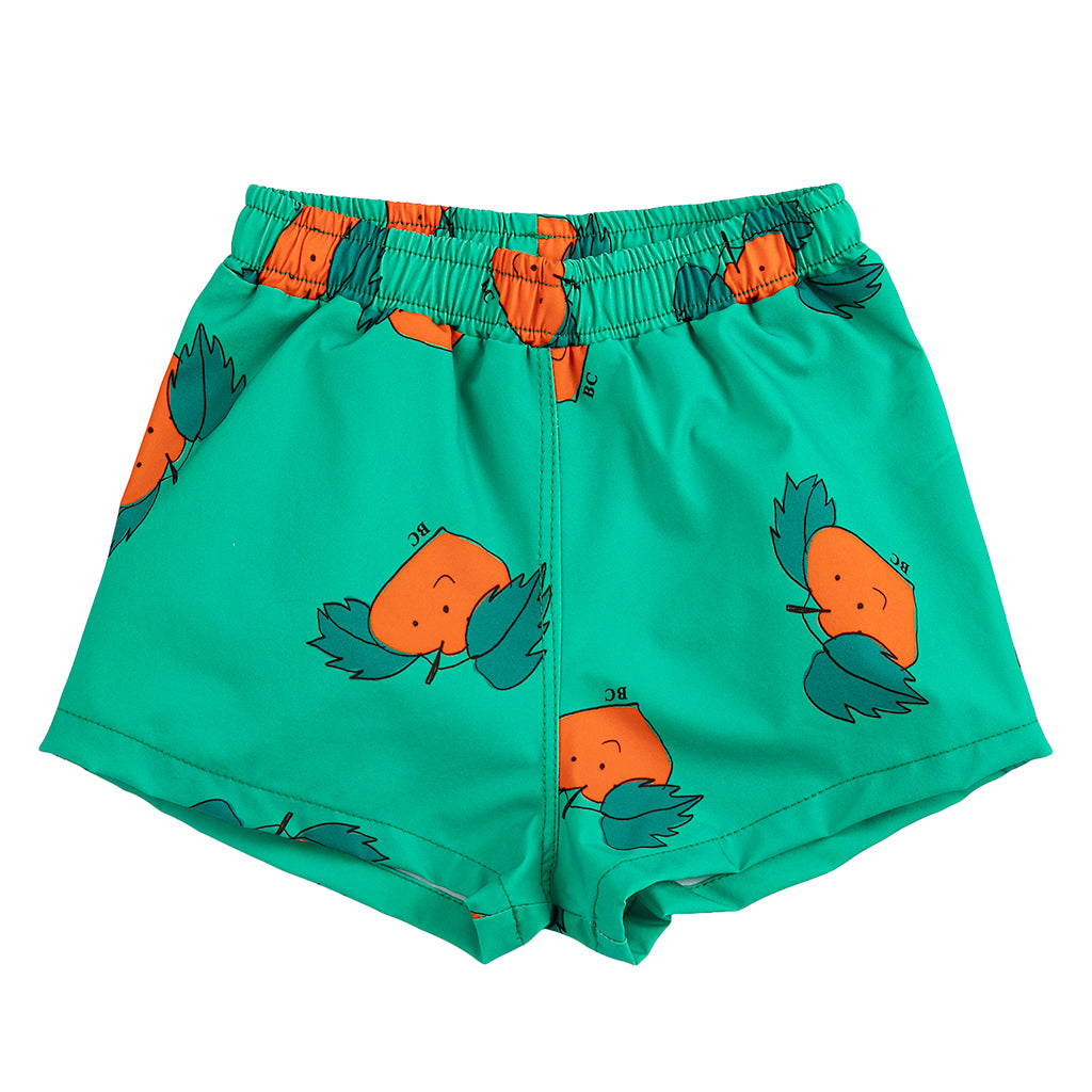 Bobo Choses Baby Swim Shorts All Over Tangerine Print Green