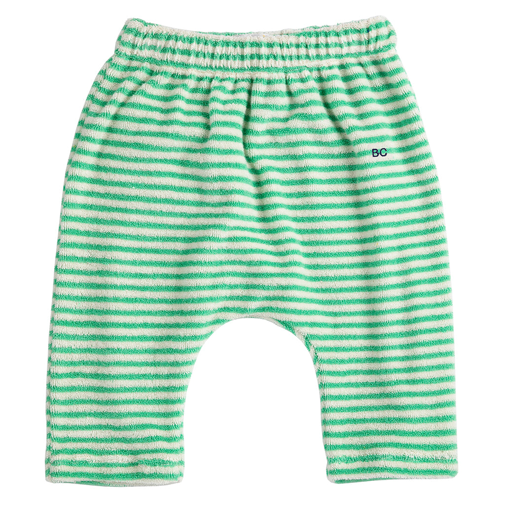 Bobo Choses Baby Terry Cloth Pants Green Stripes