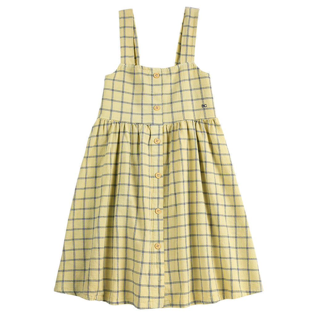Bobo Choses Child Dress Spicy Window Pane Print Yellow