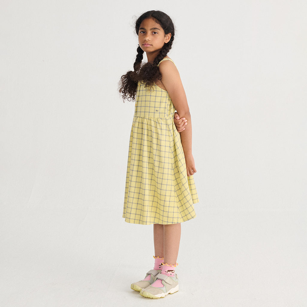 Bobo Choses Child Dress Spicy Window Pane Print Yellow