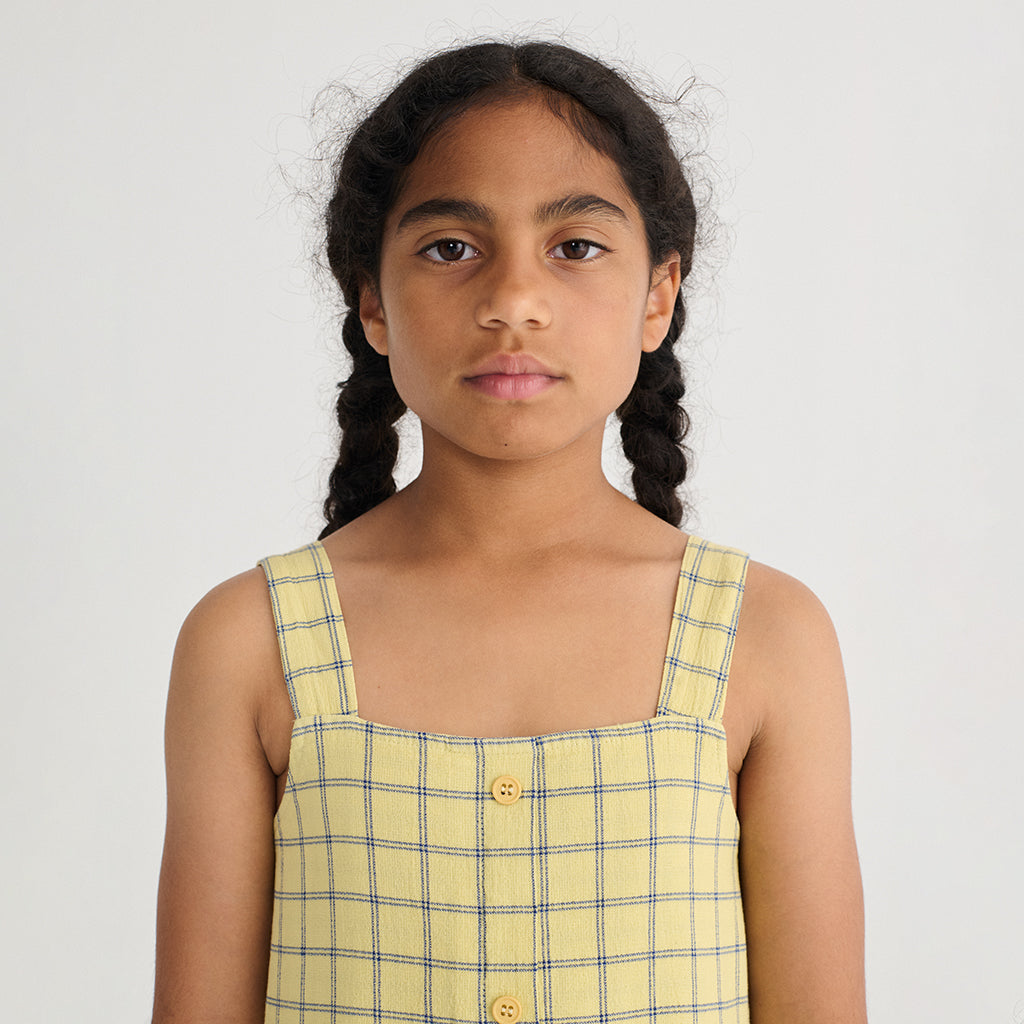 Bobo Choses Child Dress Spicy Window Pane Print Yellow