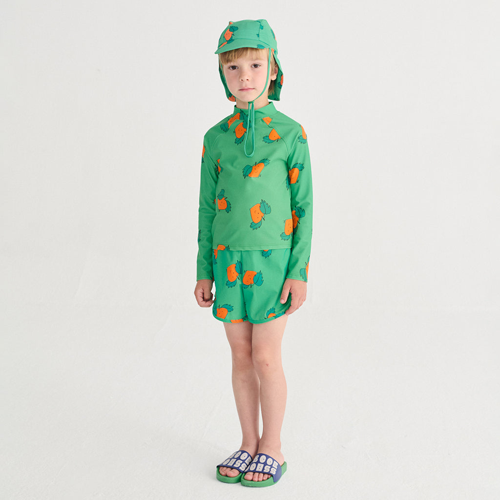 Bobo Choses Child Swim Shirt All Over Curious Turnip Print Green