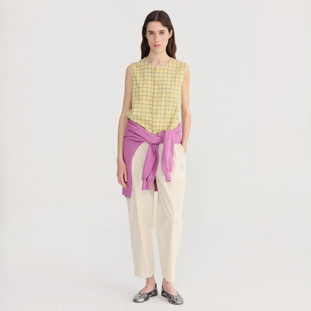 Bobo Choses Woman Tank Top Spicy Window Pane Print Yellow