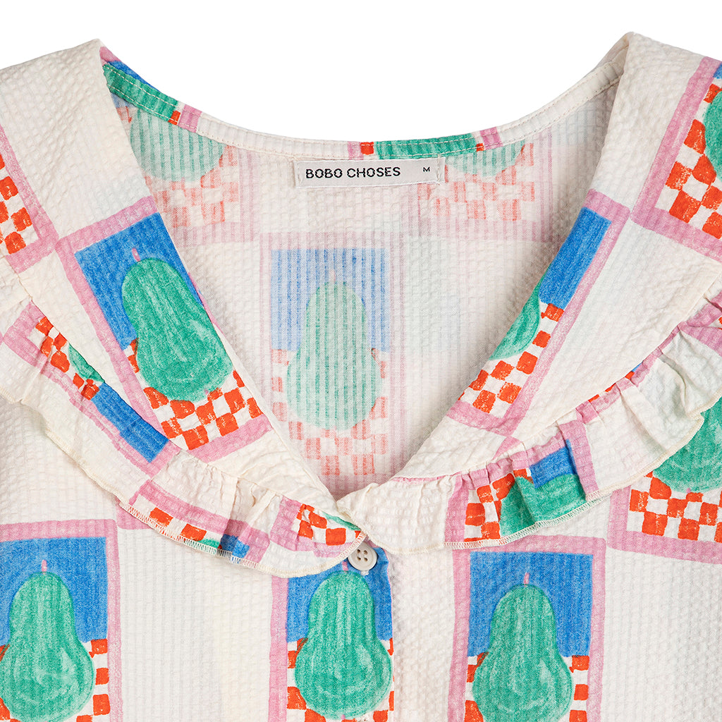 Bobo Choses Woman Collar Blouse Simple Pear Print White