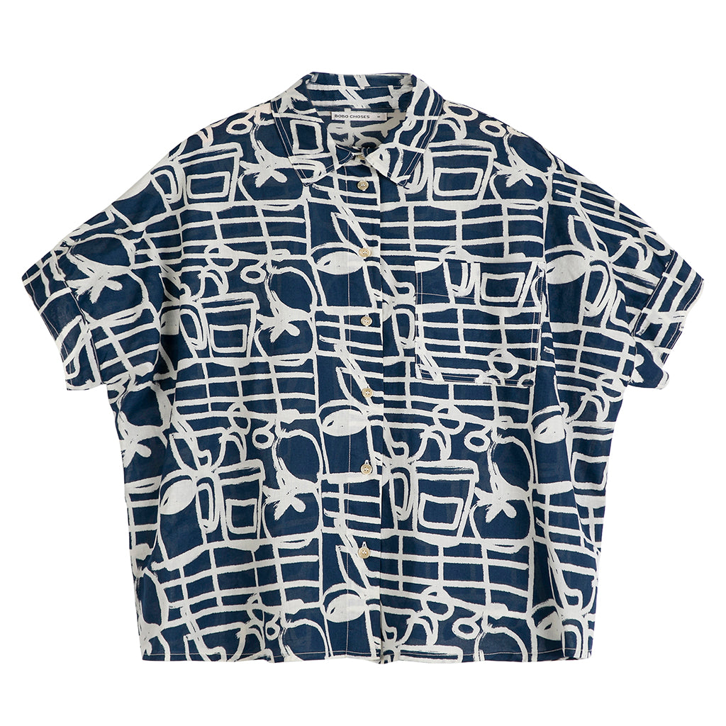Bobo Choses Woman Oversize Blouse Cookery Festival Print Navy Blue