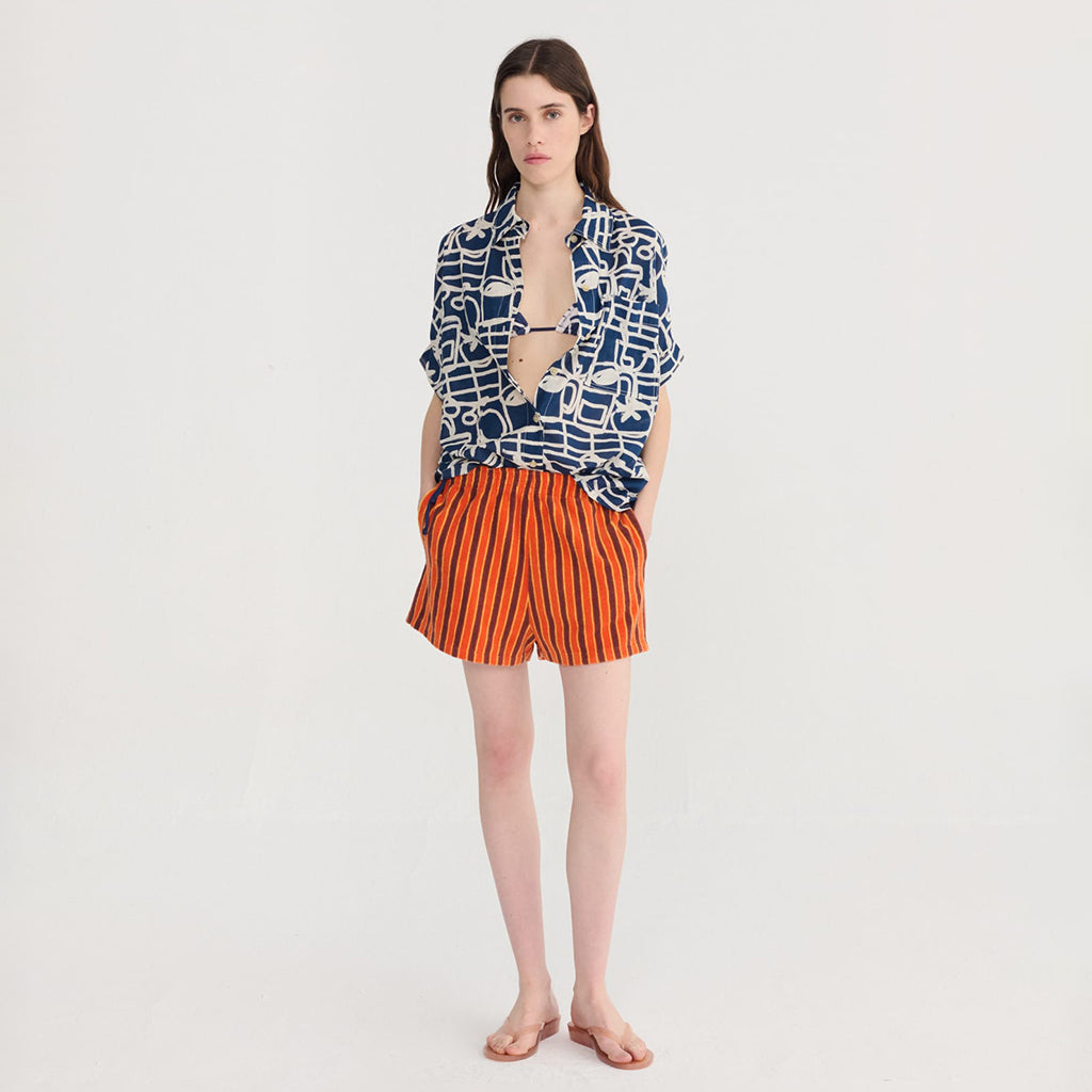 Bobo Choses Woman Oversize Blouse Cookery Festival Print Navy Blue