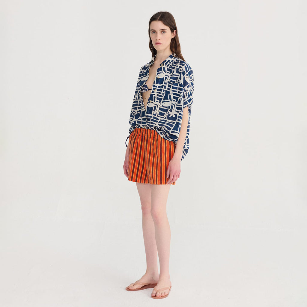 Bobo Choses Woman Oversize Blouse Cookery Festival Print Navy Blue