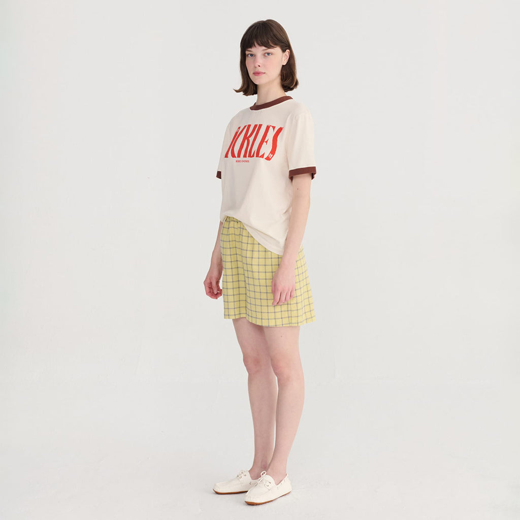 Bobo Choses Woman Shorts Spicy Window Pane Print Yellow