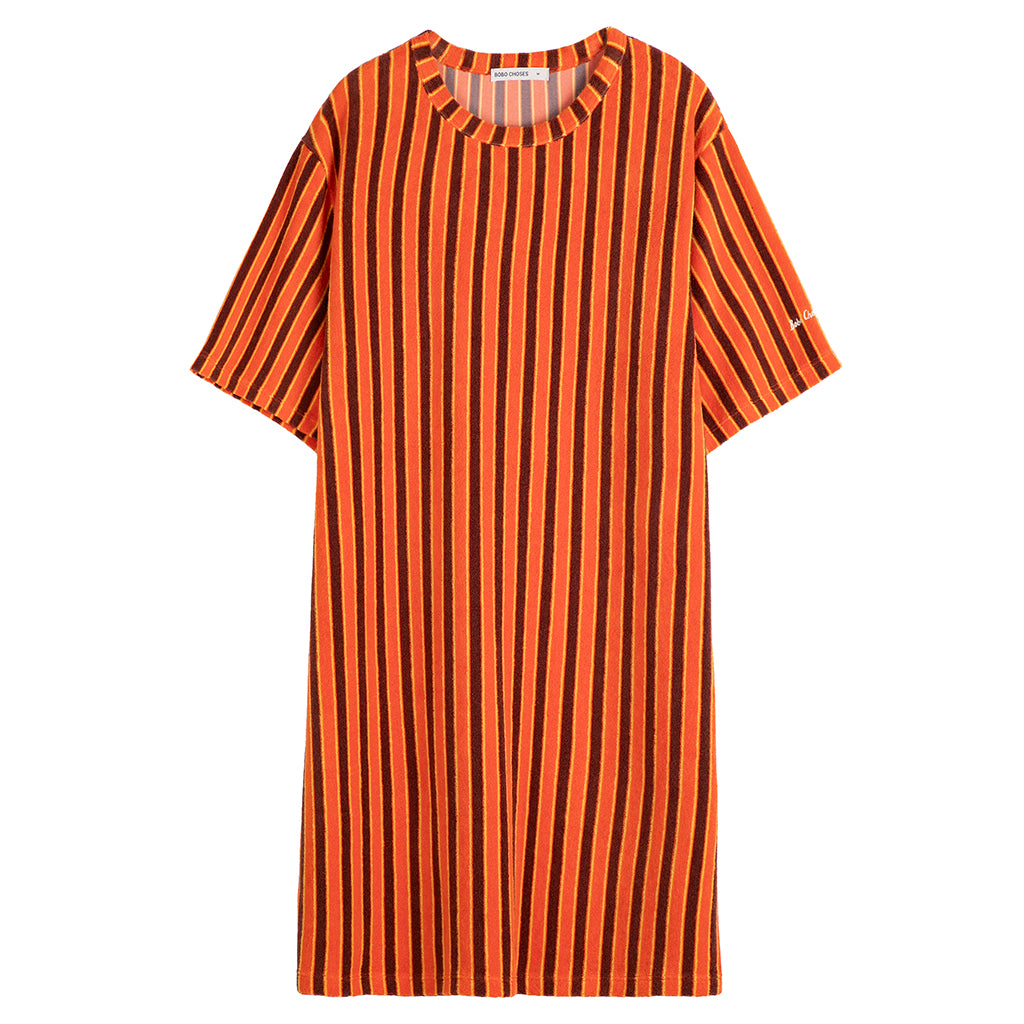 Bobo Choses Woman Terry Short Dress Orange Stripes