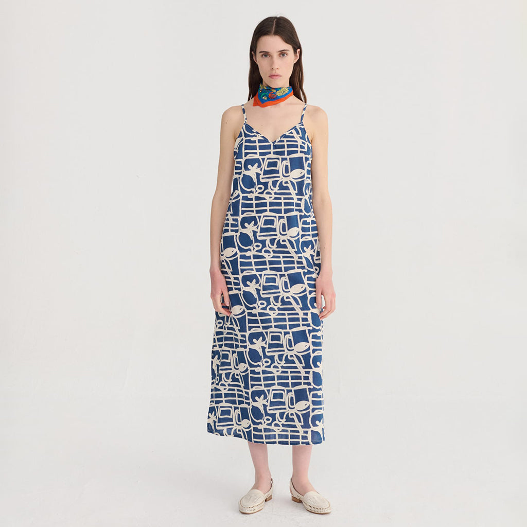 Bobo Choses Woman Dress Cookery Festival Print Navy Blue