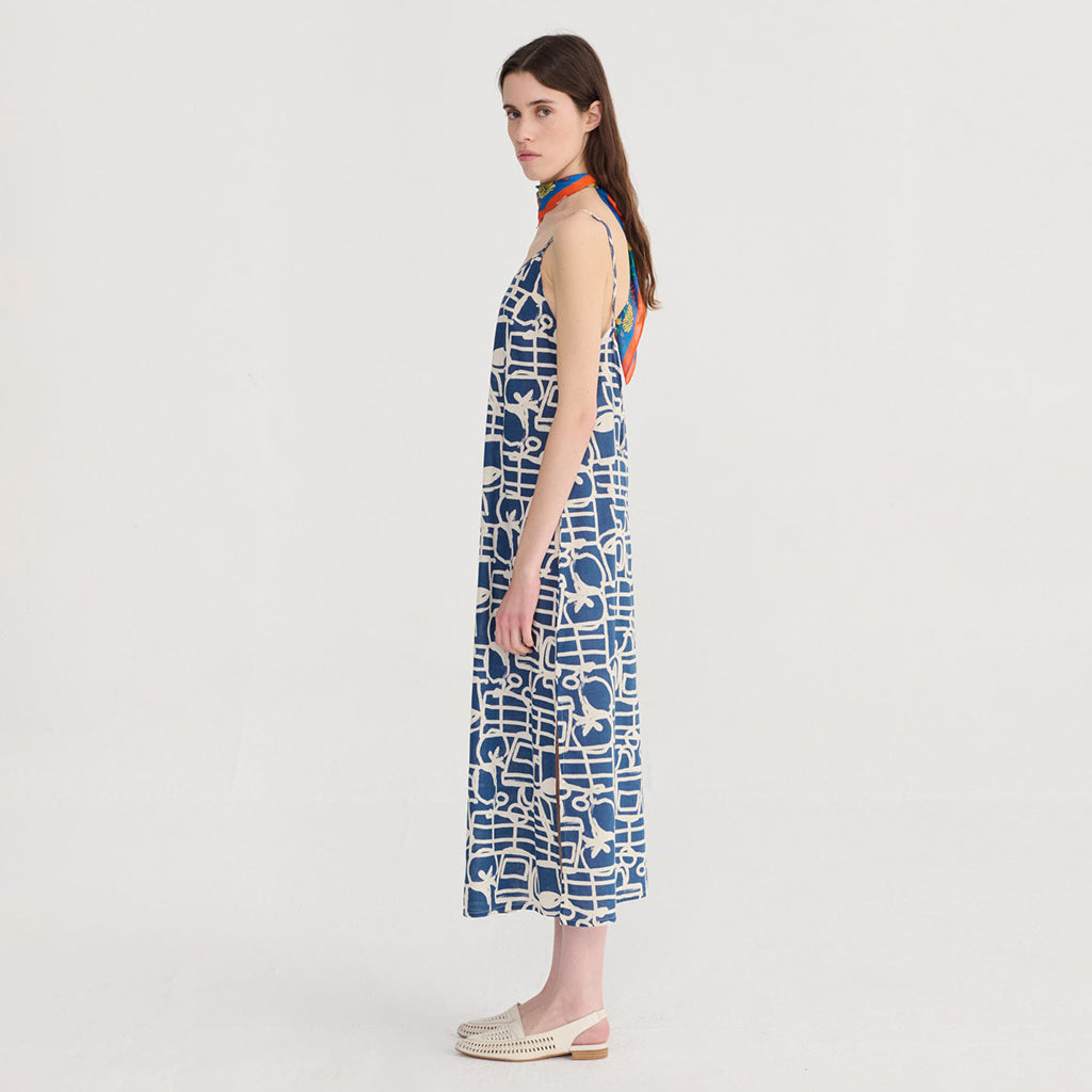 Bobo Choses Woman Dress Cookery Festival Print Navy Blue