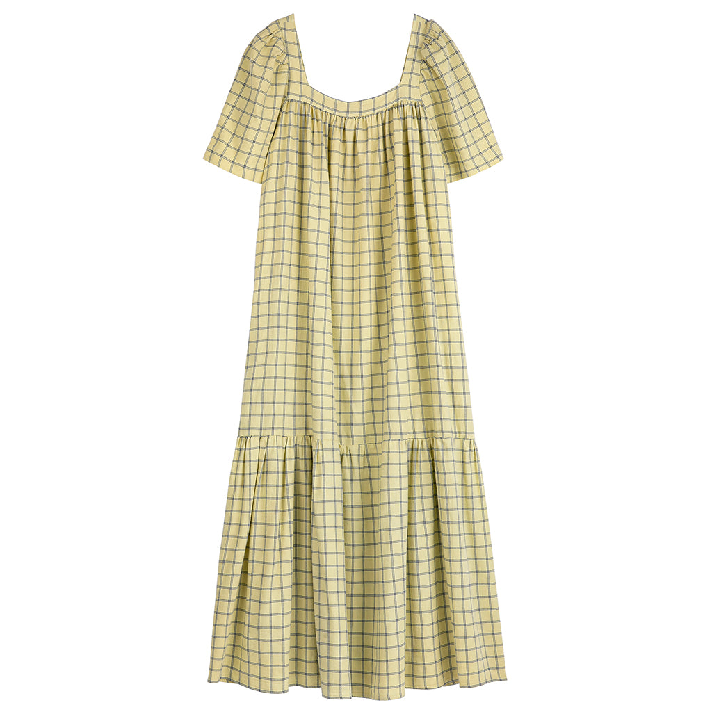 Bobo Choses Woman Dress Spicy Window Pane Print Yellow