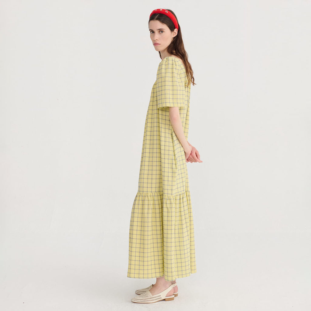Bobo Choses Woman Dress Spicy Window Pane Print Yellow