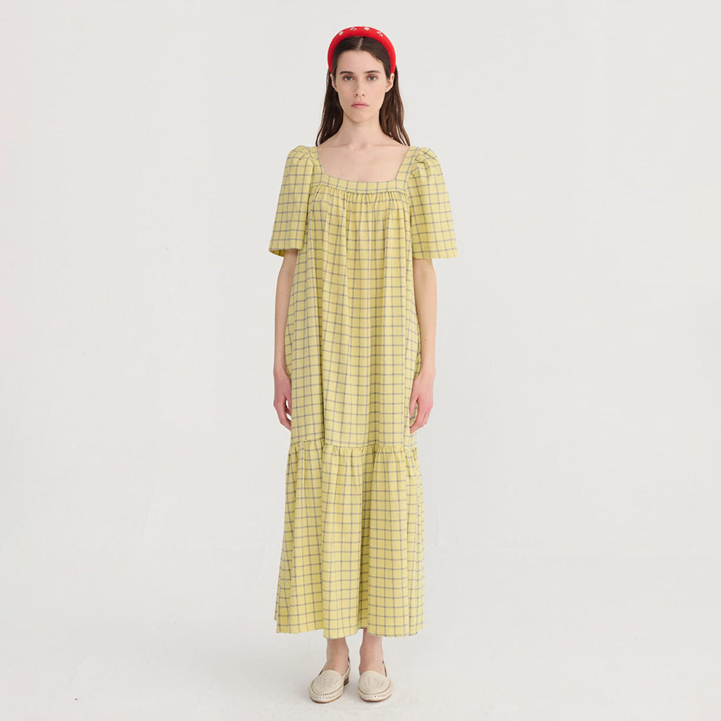 Bobo Choses Woman Dress Spicy Window Pane Print Yellow