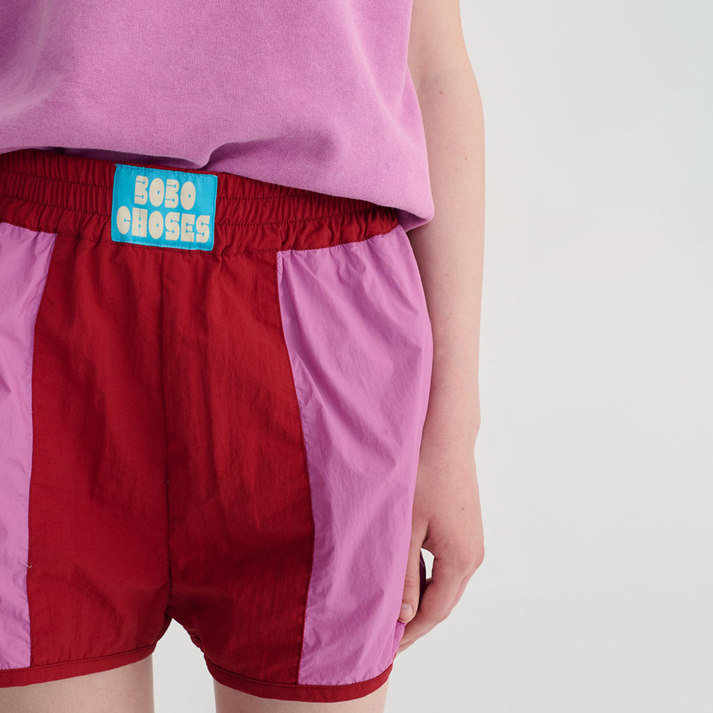 Bobo Choses Woman Sporty Shorts Burgundy Red Colour Block
