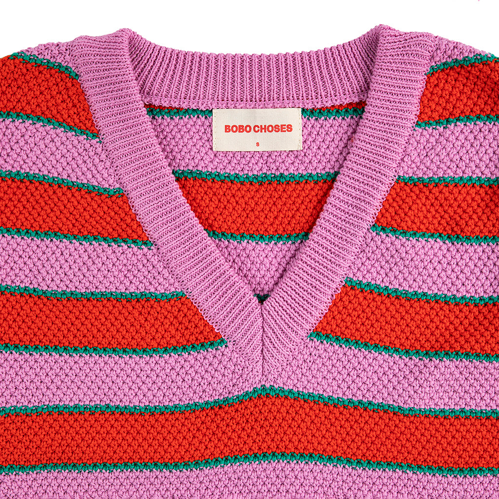 Bobo Choses Woman V-Neck Vest Multicolour Stripes