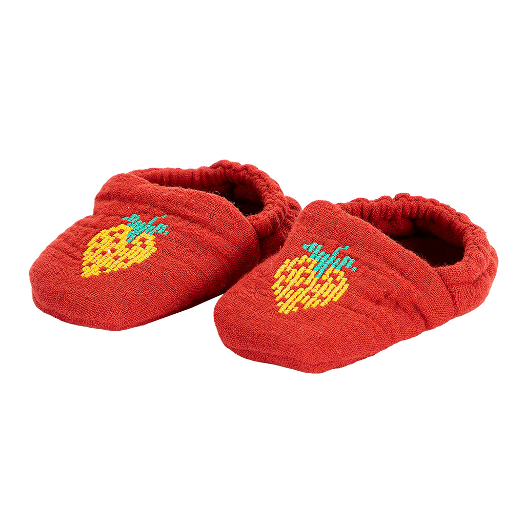 Bobo Choses Baby Slippers Strawberry Print Red