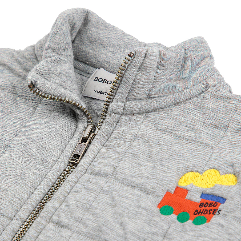 Bobo Choses Baby Choo Choo Quilted Sweatshirt Light Heather Grey