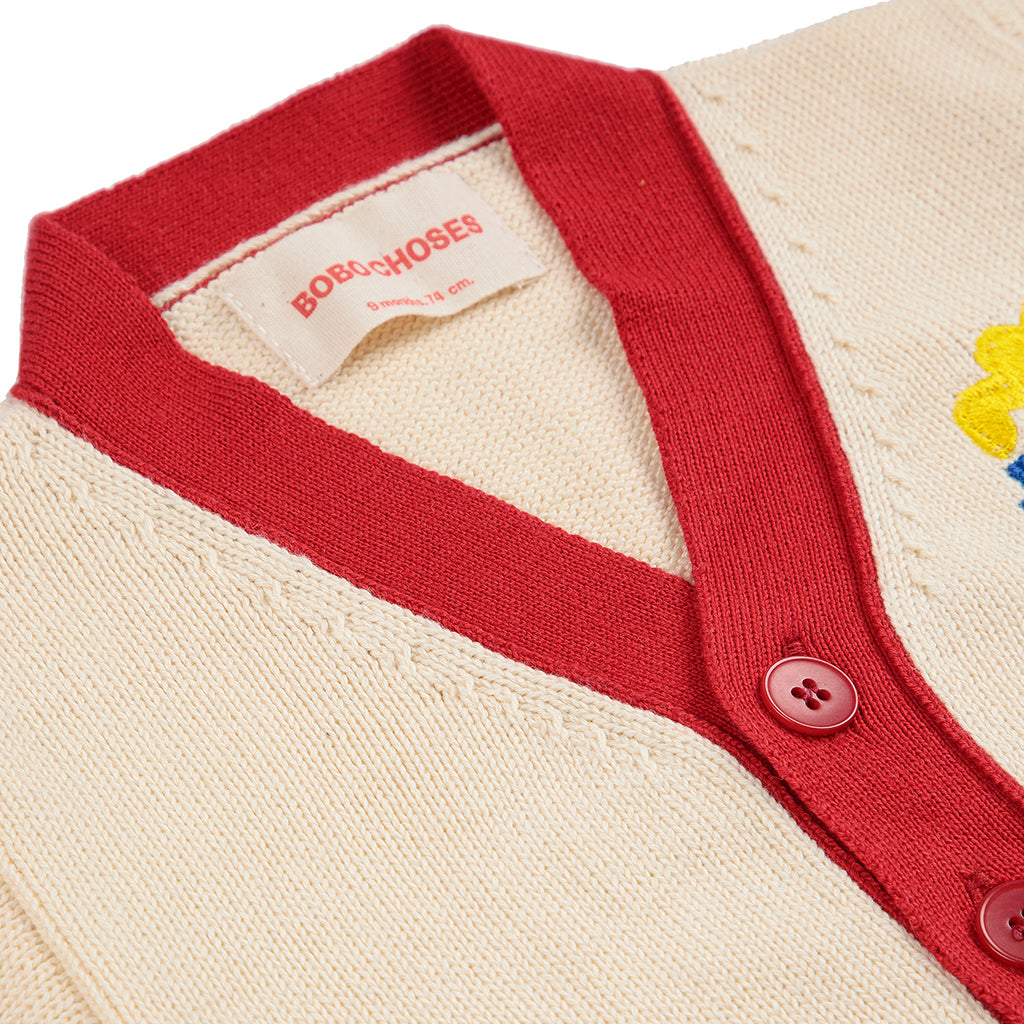 Bobo Choses Baby Choo Choo Colour Block Cardigan Cream