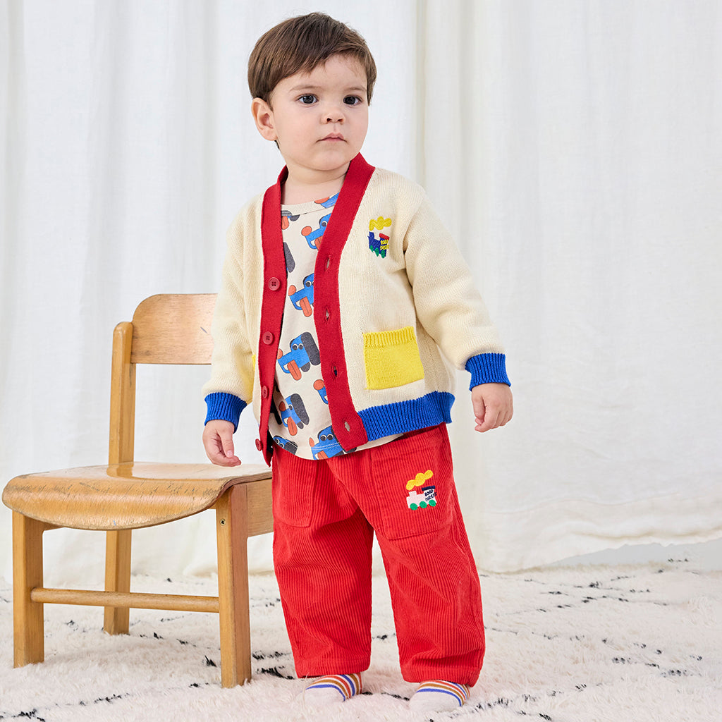 Bobo Choses Baby Choo Choo Colour Block Cardigan Cream