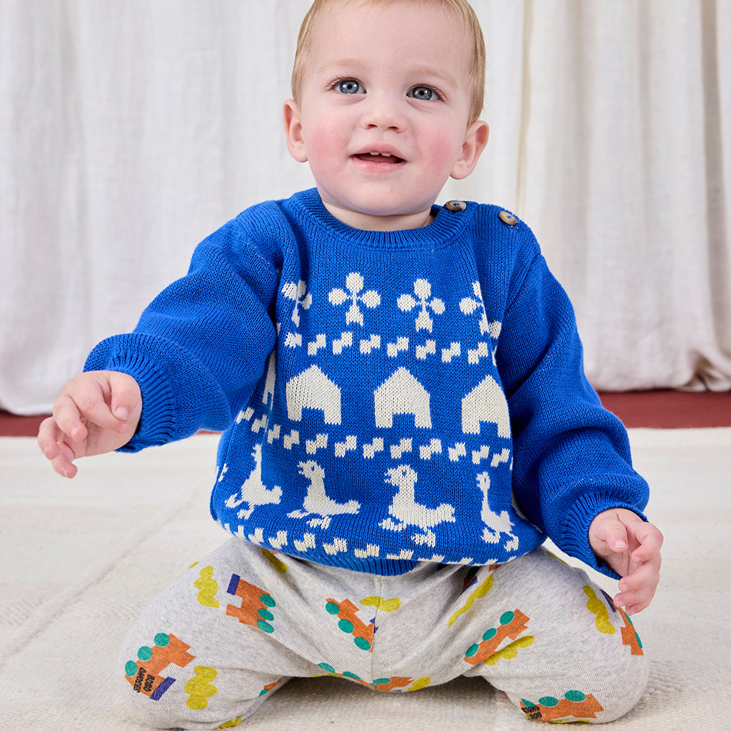 Bobo Choses Baby Farm Jaquard Sweater Blue