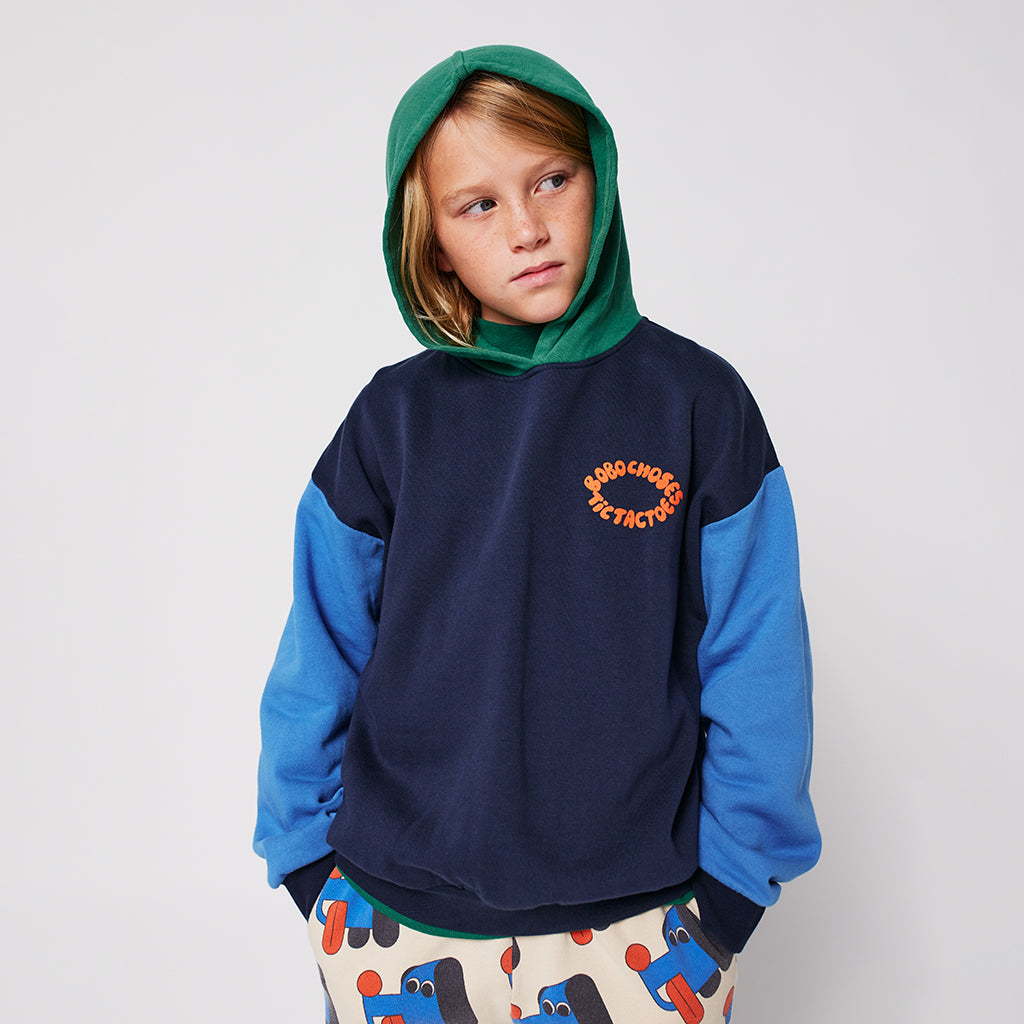 Bobo Choses Child Colour Block Hooded Sweatshirt Navy Blue