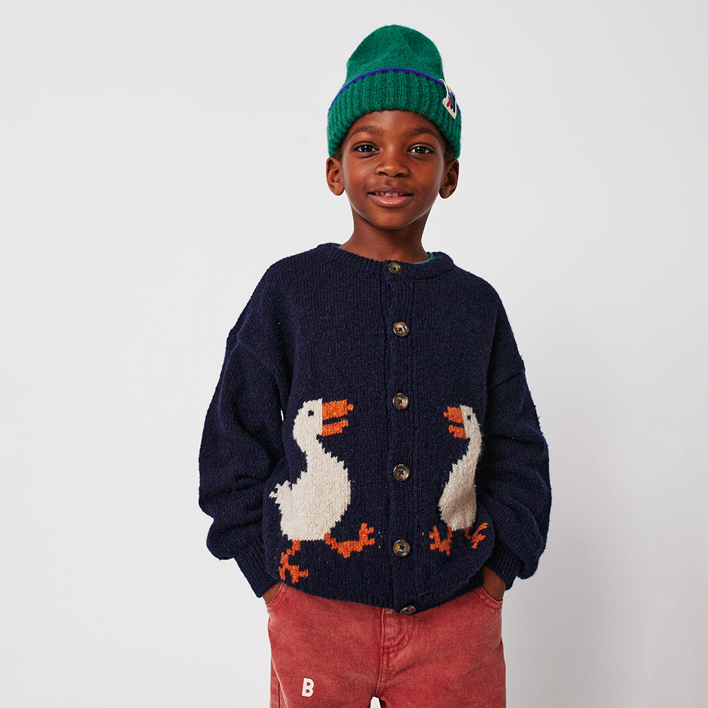 Bobo Choses Child La Oca Jaquard Cardigan Navy Blue
