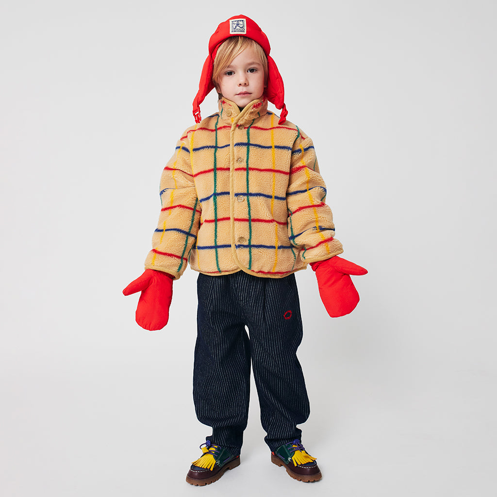 Bobo Choses Child Coloured Stripe Teddy Jacket Beige