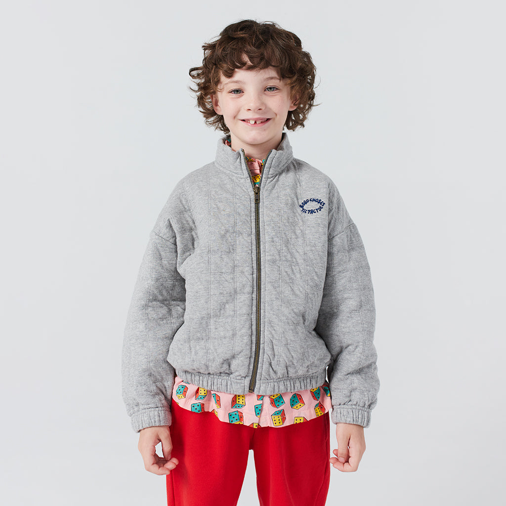 Bobo Choses Child Tic Tac Toe Quilted Sweatshirt Heather Grey