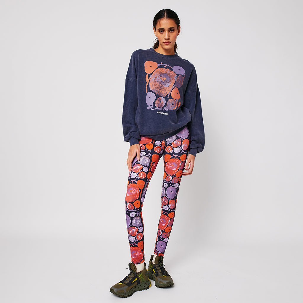 Bobo Choses Woman Relaxed Sweatshirt Navy Blue Dahlia Print