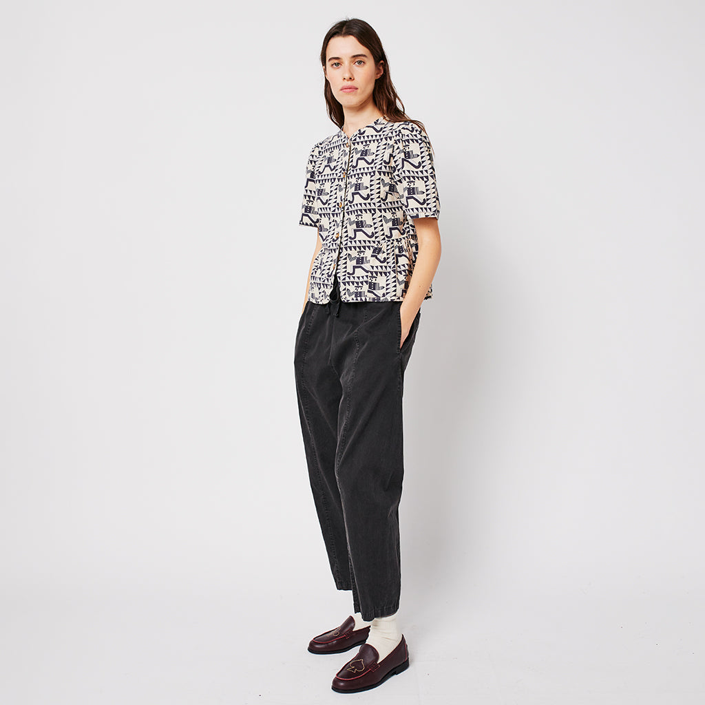 Bobo Choses Woman Peplum Blouse Beige Mr Pencil Print