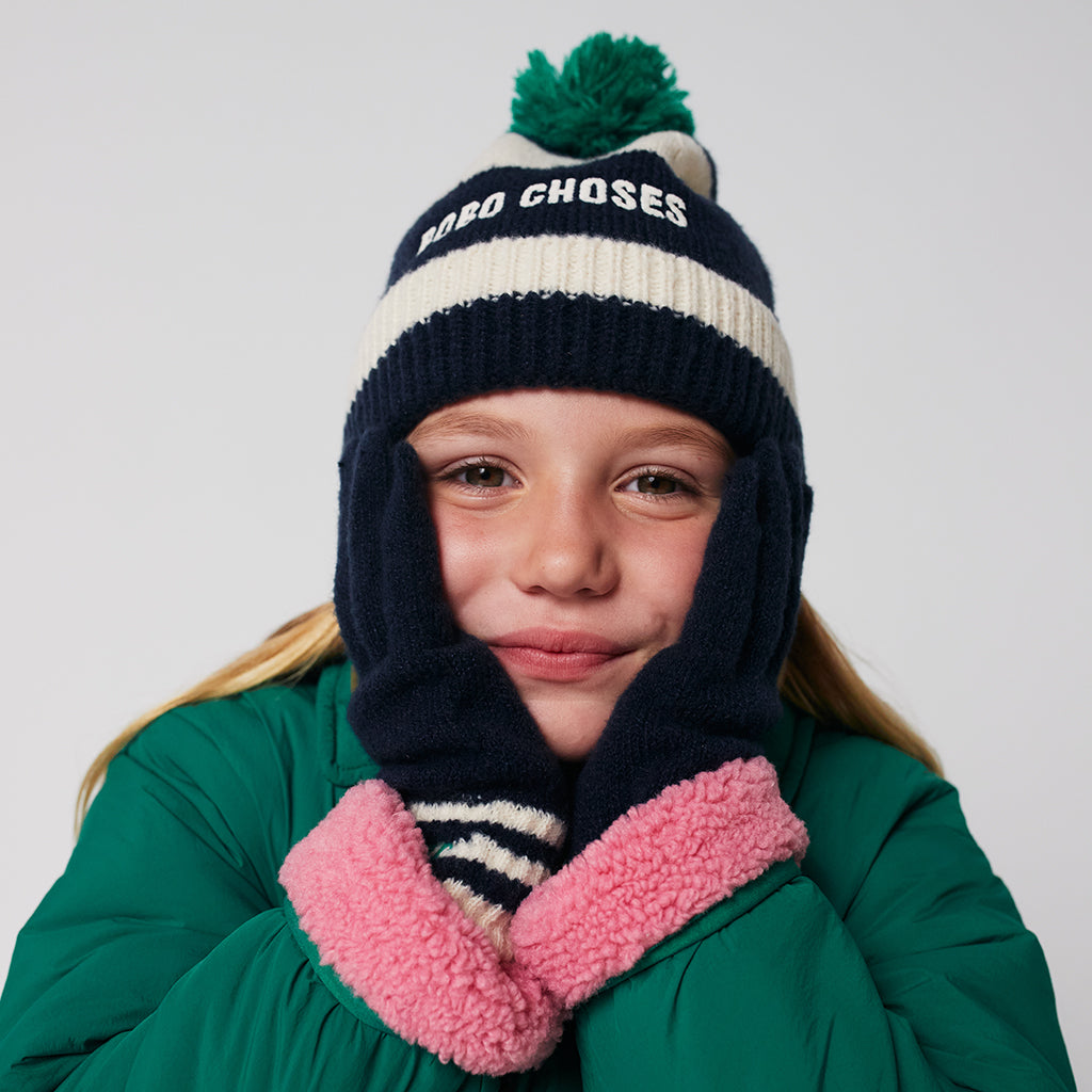 Bobo Choses Child Striped Beanie Midnight Blue