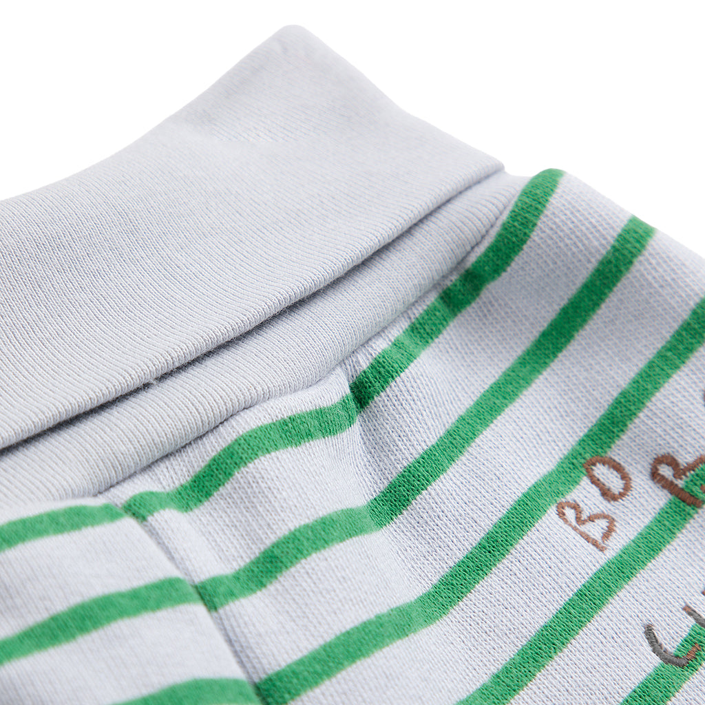 Bobo Choses Baby Sweatpants Light Heather Grey With Green Stripes